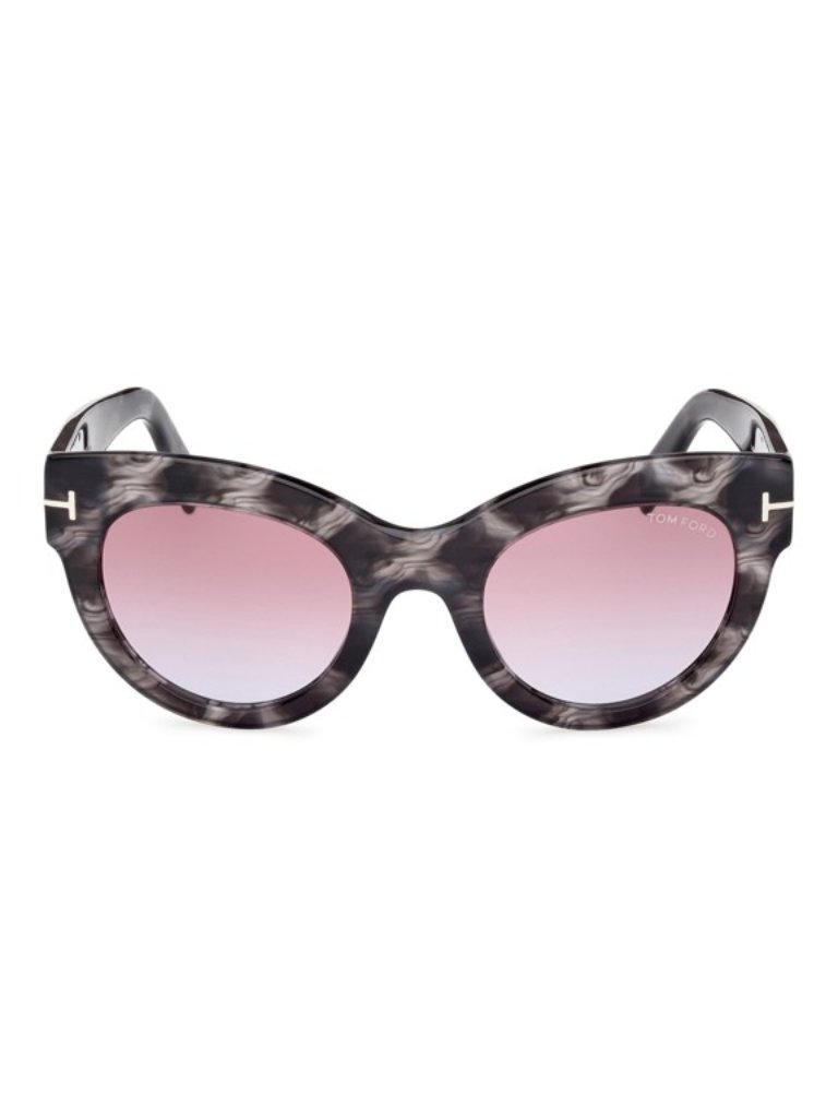 Nwt Tom Ford Lucilla 51mm Gradient Cat Eye Sunglasses Black Havana / Purple Blue